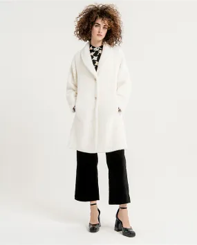 411- Oversize Style Coat- White- Surkana