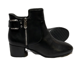 ADRIENNE VITTADINI Women's •MELLO •Ankle Bootie Black Leather 6M