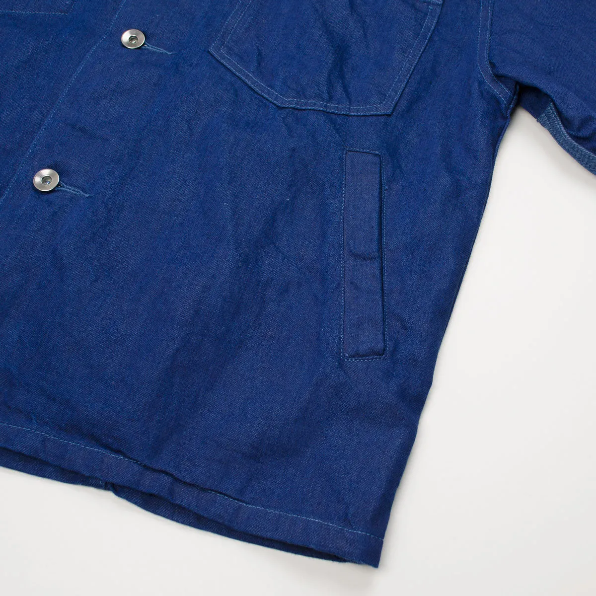 Arpenteur - Eddie Cotton / Linen Sergé Jacket - Plain Woad Blue