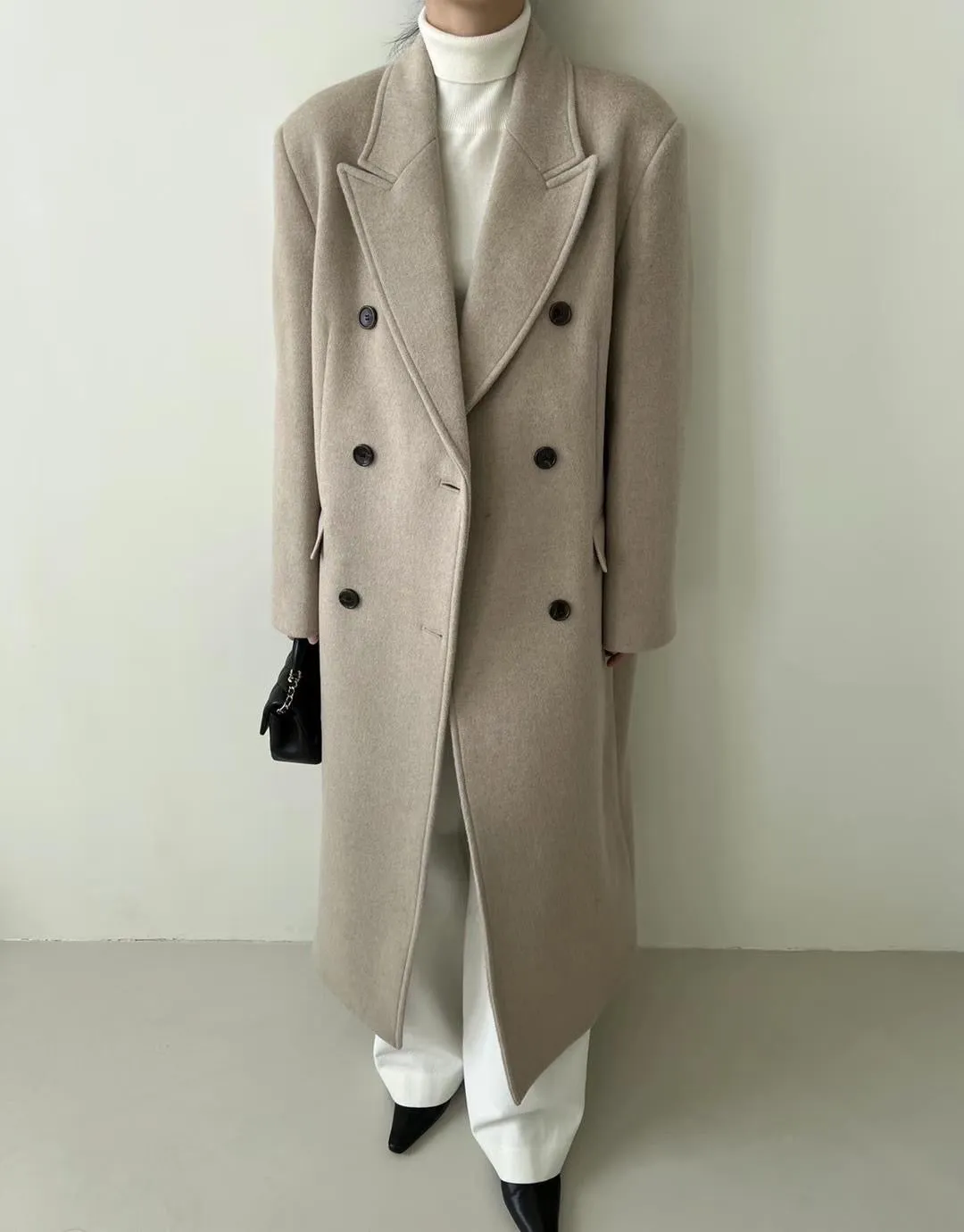 Asya Wool Double Breasted Coat Beige