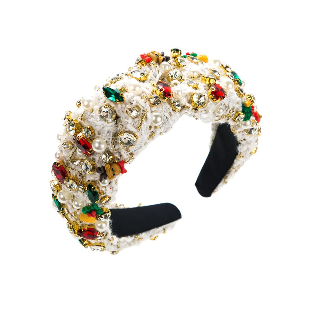 Aurora Christmas Designer Headband in White Multi