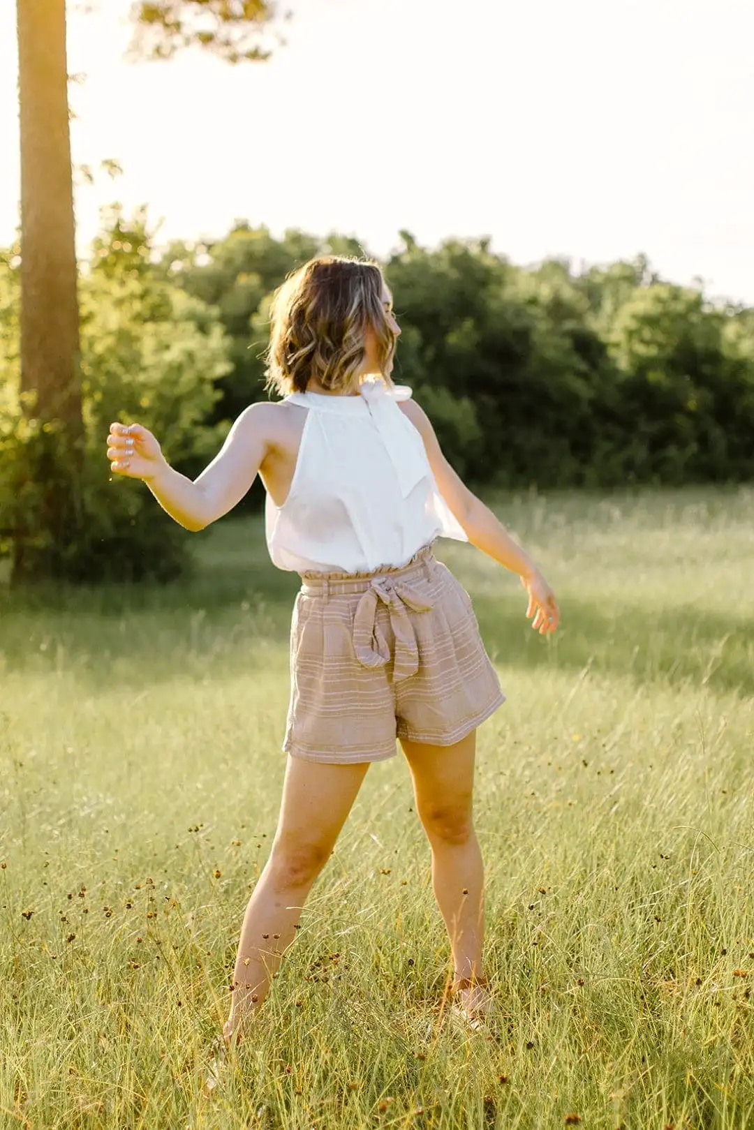 Beige Don't Make Plans Shorts