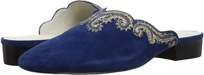 Bettye Muller  Women's •Fortune• Embroidered  Kid Suede  Mule 9M Wine