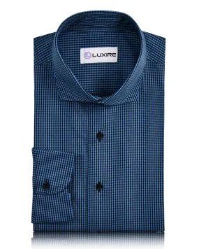 Black and Blue Micro Gingham Checks Shirt