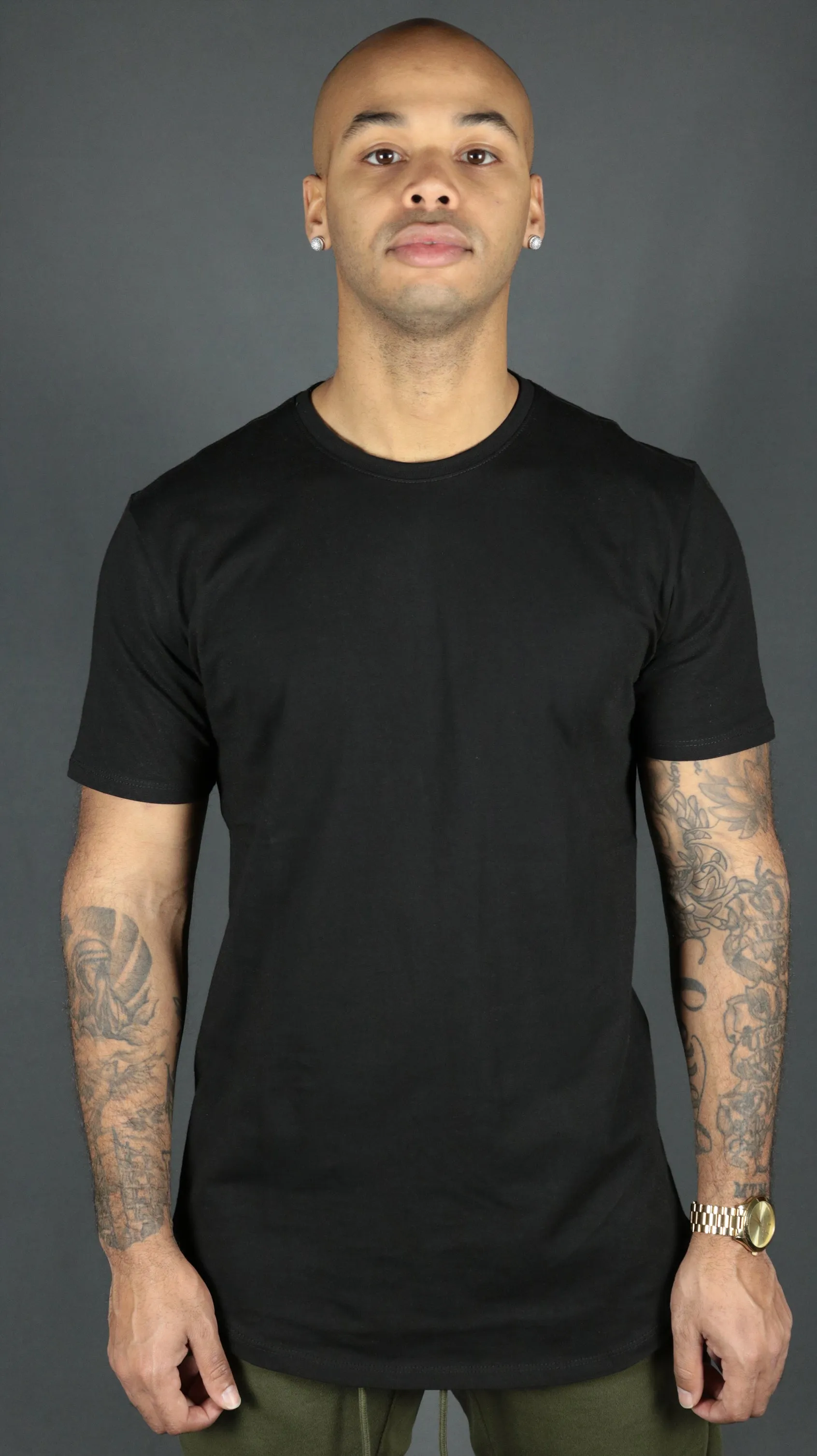 Black Longline T Shirt for Men | Black Men's Curved Hem T Shirt | Jordan Craig