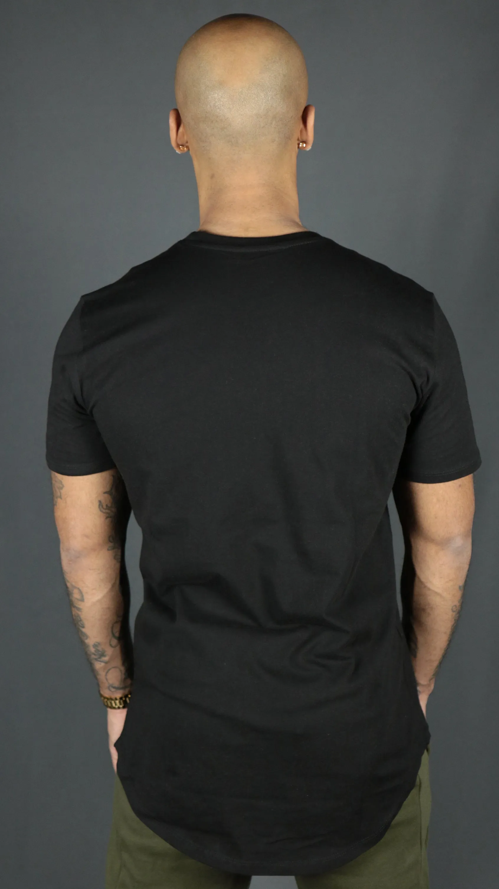 Black Longline T Shirt for Men | Black Men's Curved Hem T Shirt | Jordan Craig