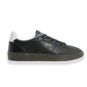 BOSS SHOES & ACCESSORIES Boss Leather and Suede Trainers with Embossed Logos - Black