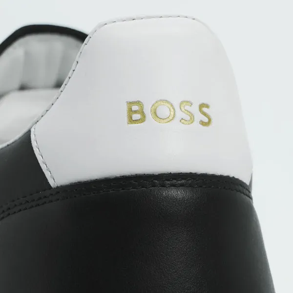 BOSS SHOES & ACCESSORIES Boss Leather and Suede Trainers with Embossed Logos - Black