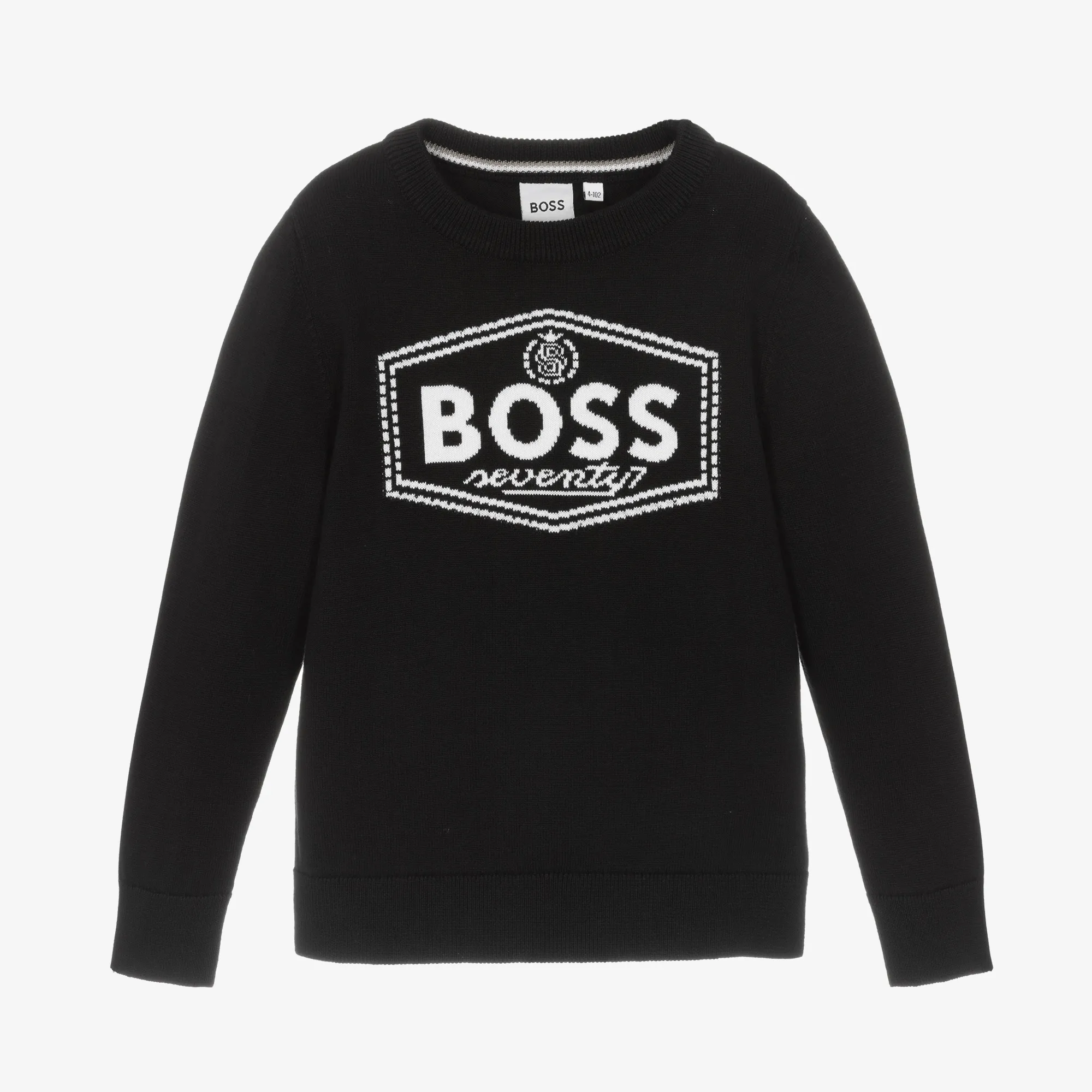 Boys Black Cotton Knit Sweater