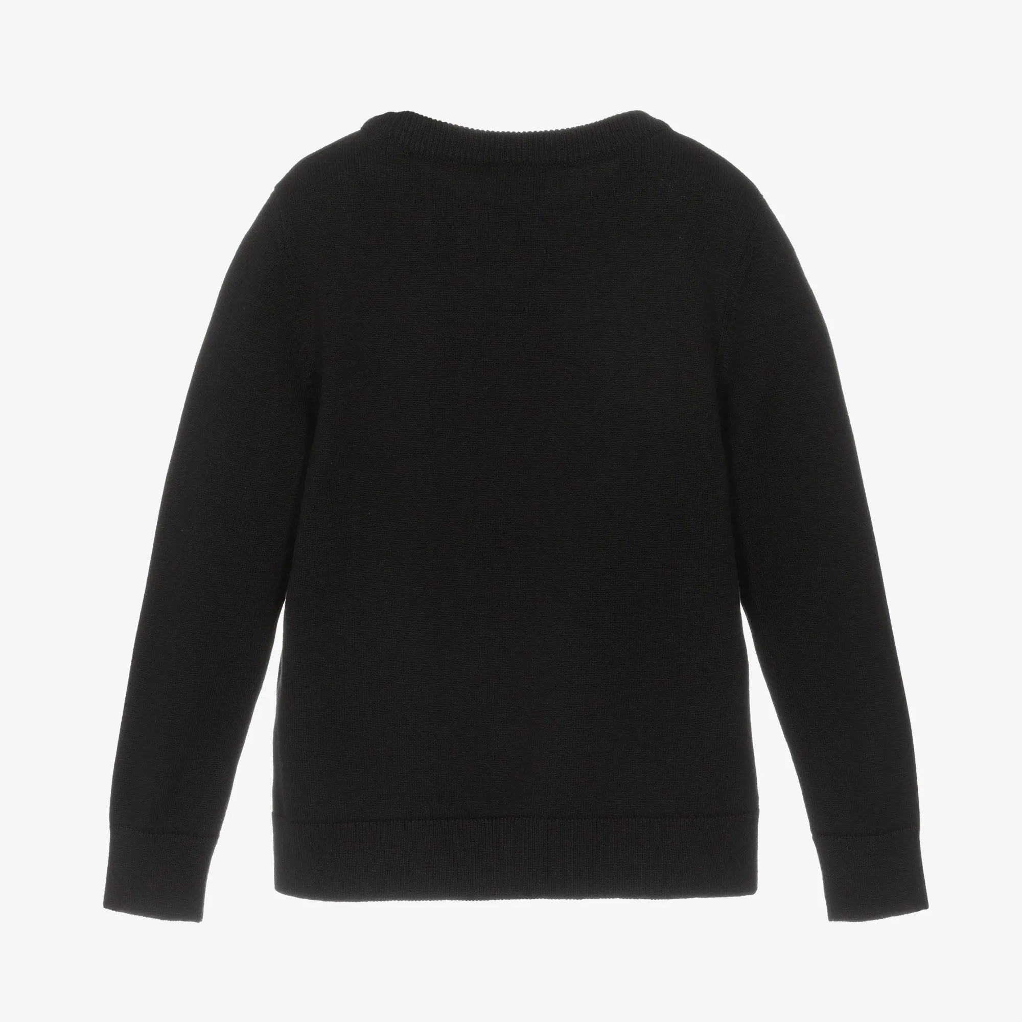 Boys Black Cotton Knit Sweater