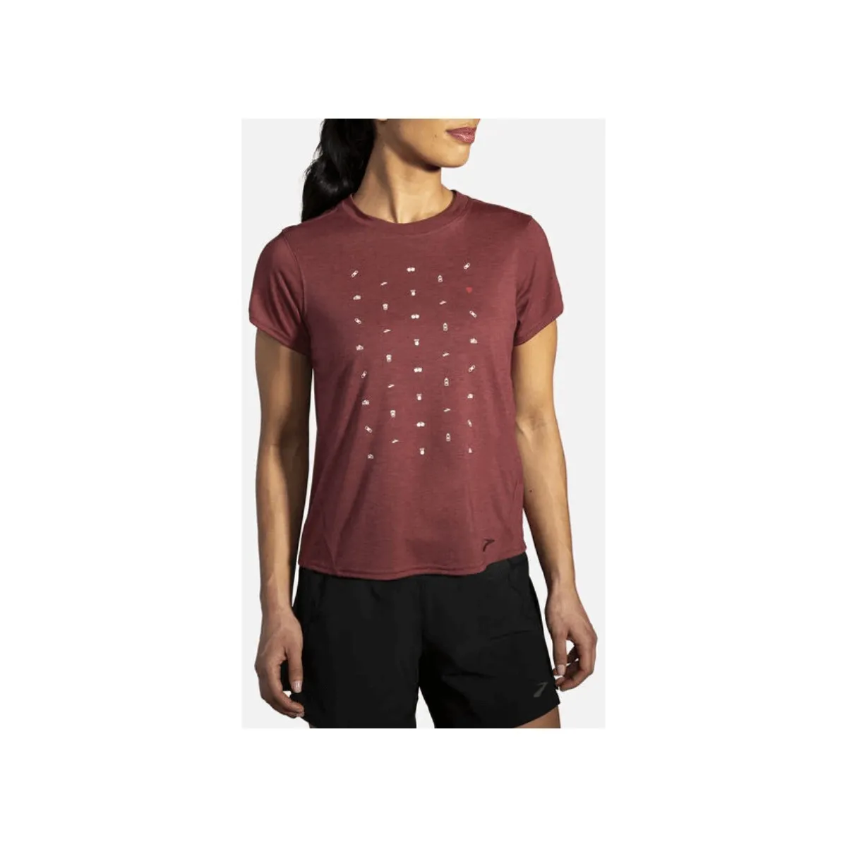 Brooks Distance Graphic T-Shirt Short Sleeve Brown Woman