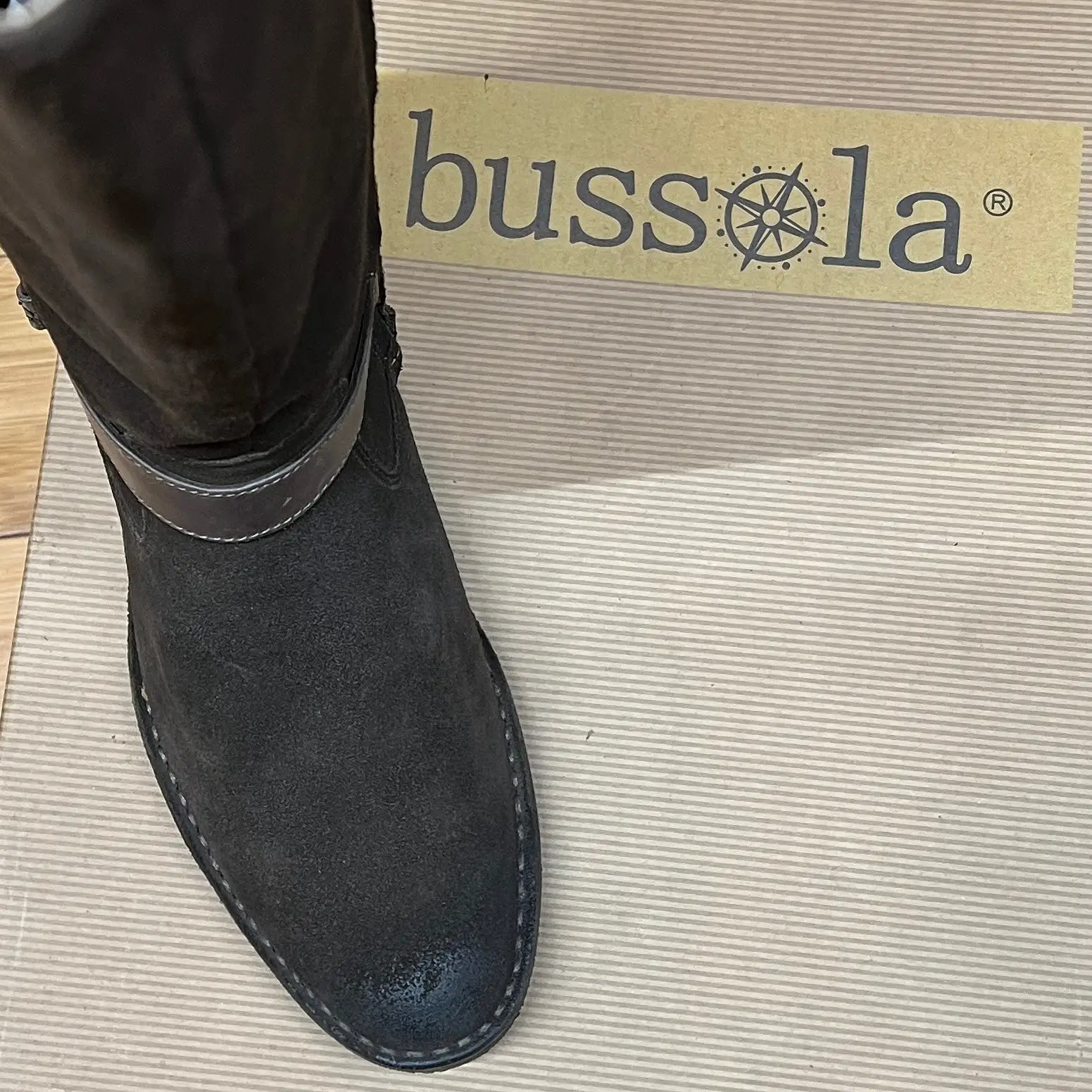 Bussola Women's •Sevilla 1543• Elastic Knee-High Boots-Ebony Suede 7.5-8US/EU38