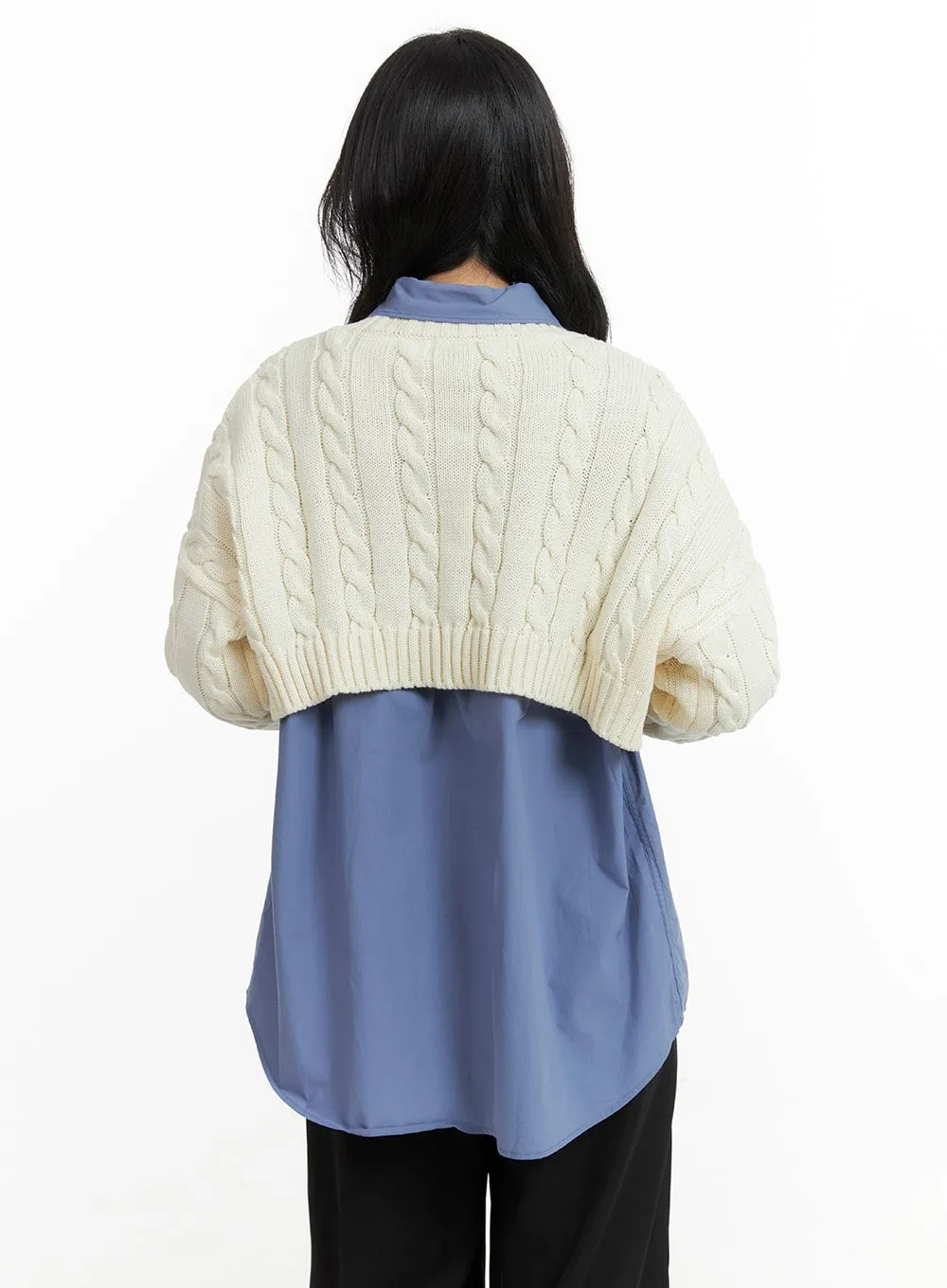 Cable Knit Cropped Sweater OM412