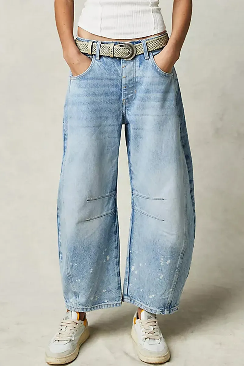 Casual Street Solid Pocket High Waist Denim Jeans