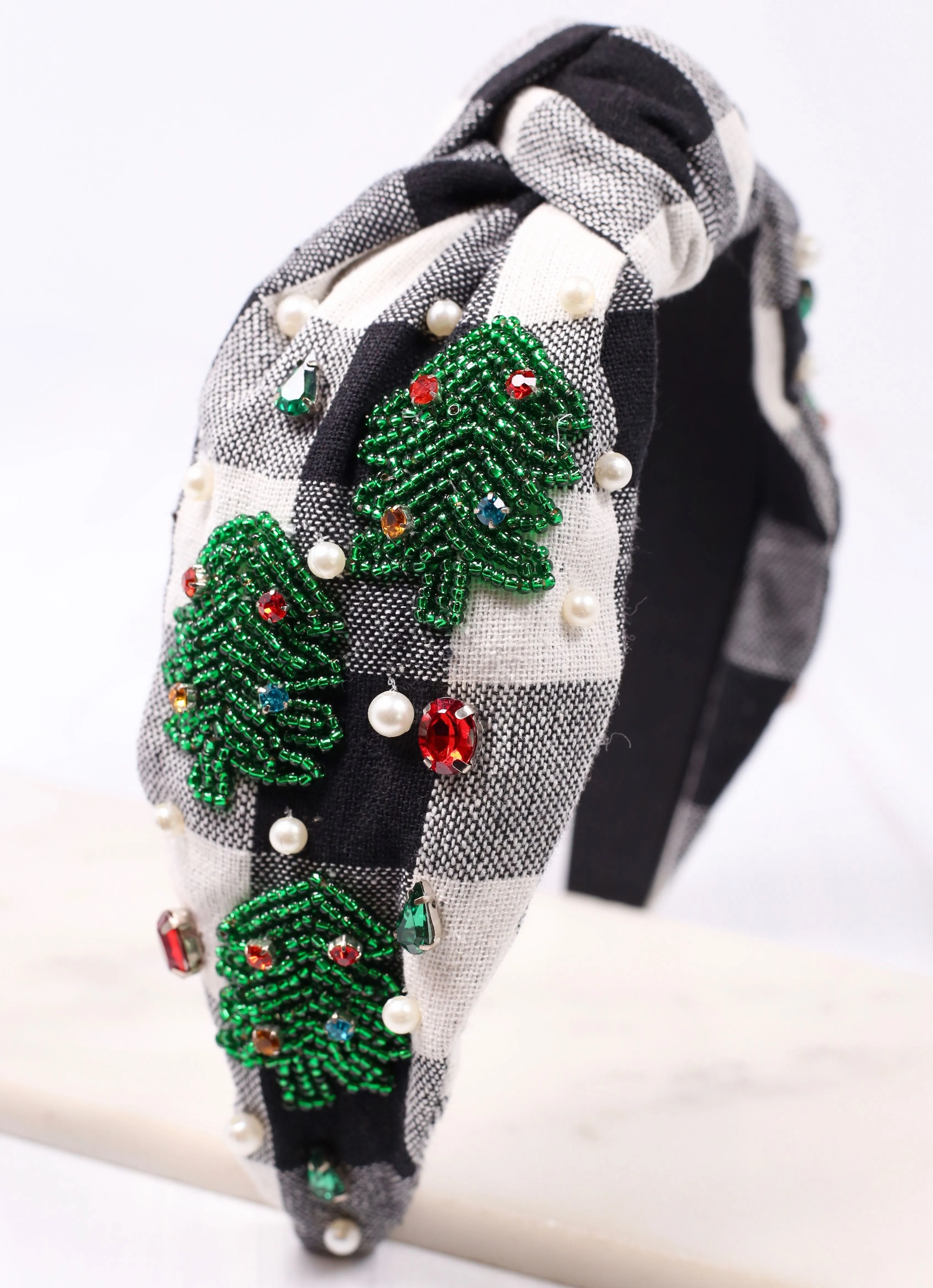 Christmas Tree Farm Headband BLACK WHITE