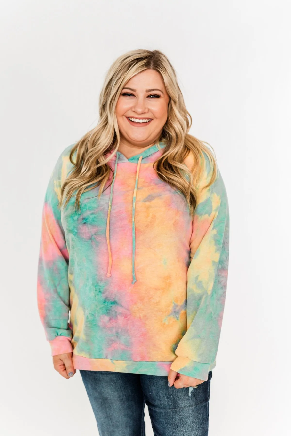 Colorful Mornings Drawstring Hoodie- Multi-Color