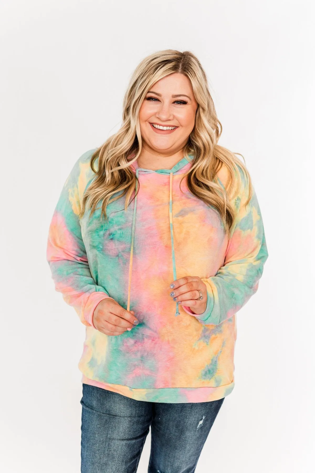 Colorful Mornings Drawstring Hoodie- Multi-Color