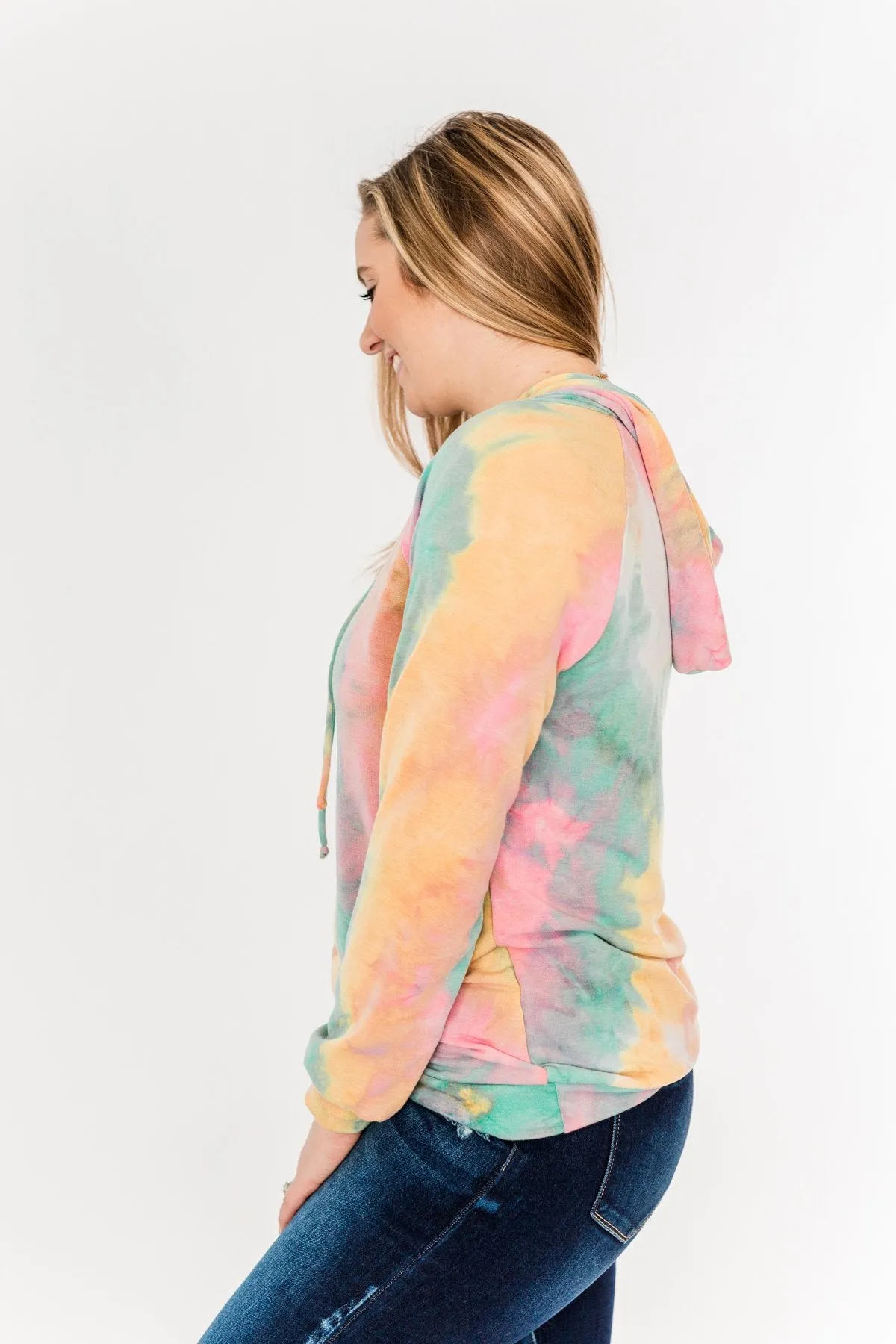 Colorful Mornings Drawstring Hoodie- Multi-Color