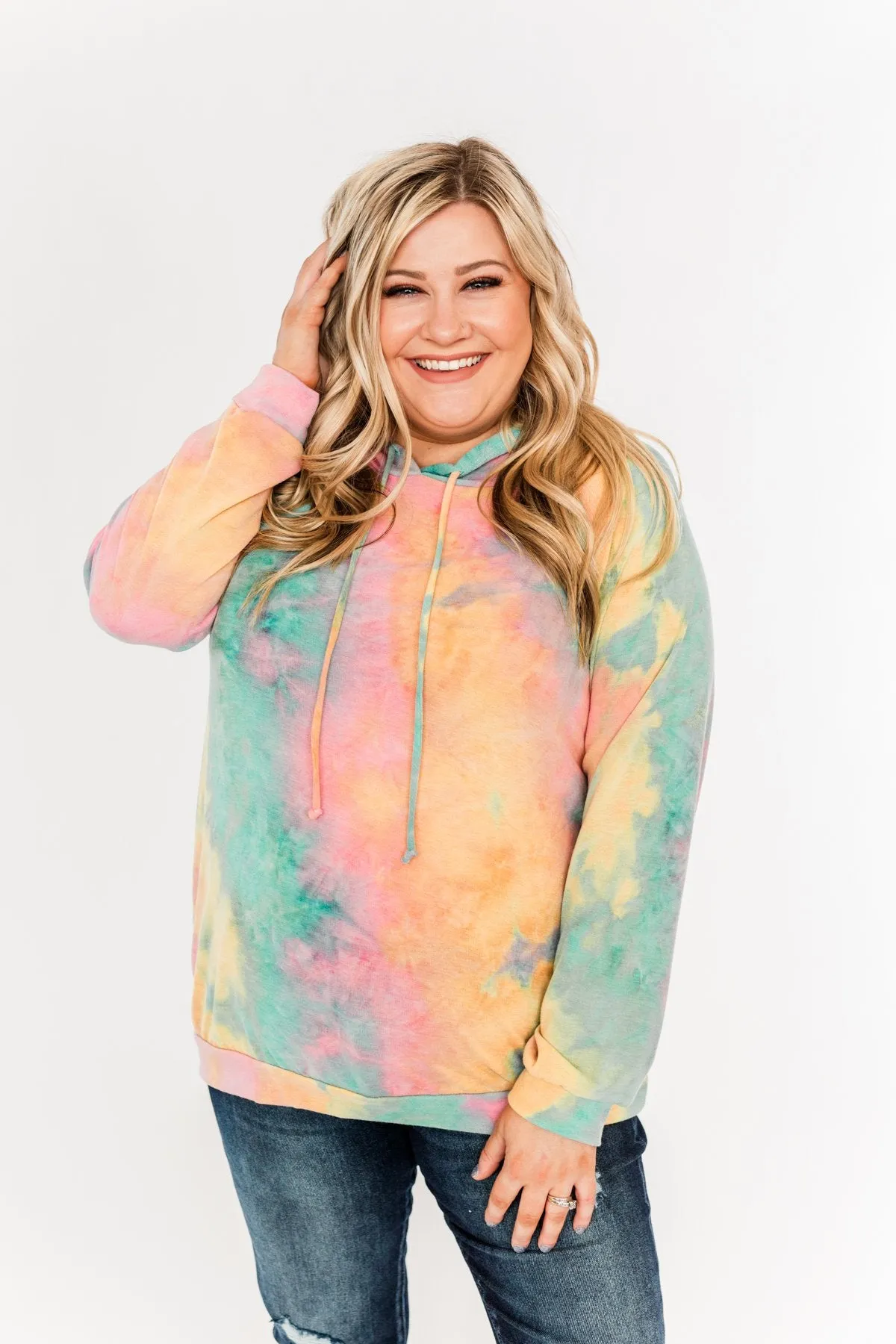 Colorful Mornings Drawstring Hoodie- Multi-Color