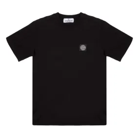 COTTON T-SHIRT WITH SHORT SLEEVE AND LOGO PATCH Kids Black