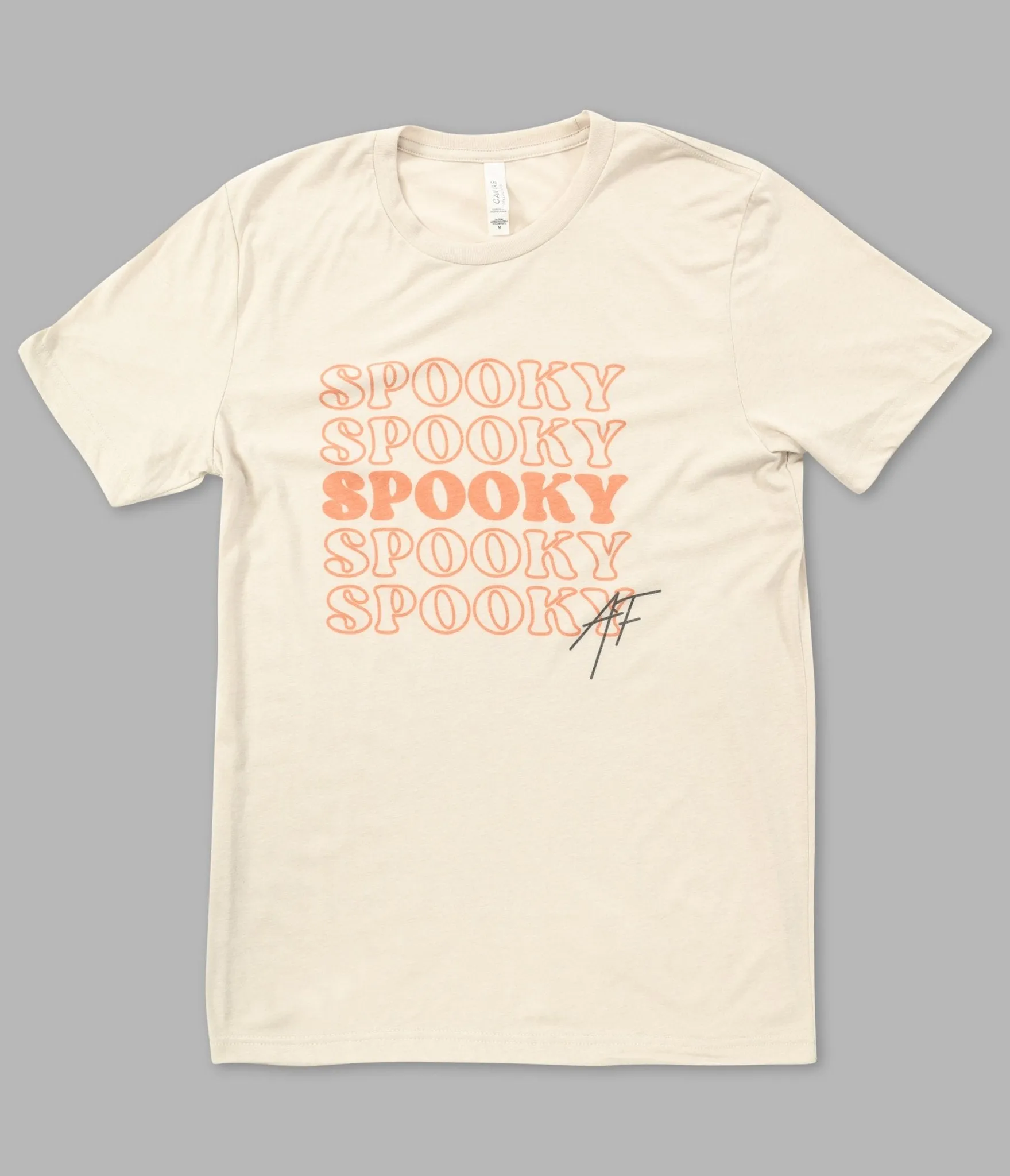 Cream Spooky AF Fitted Graphic Tee