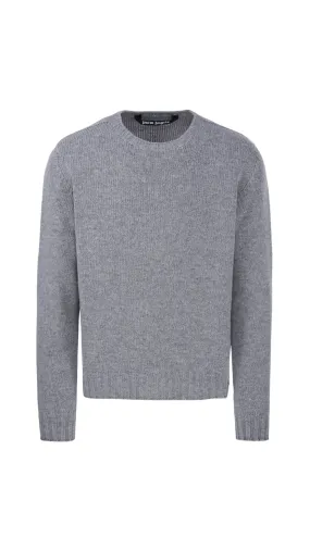 Curved Logo Knit Sweater - Grey