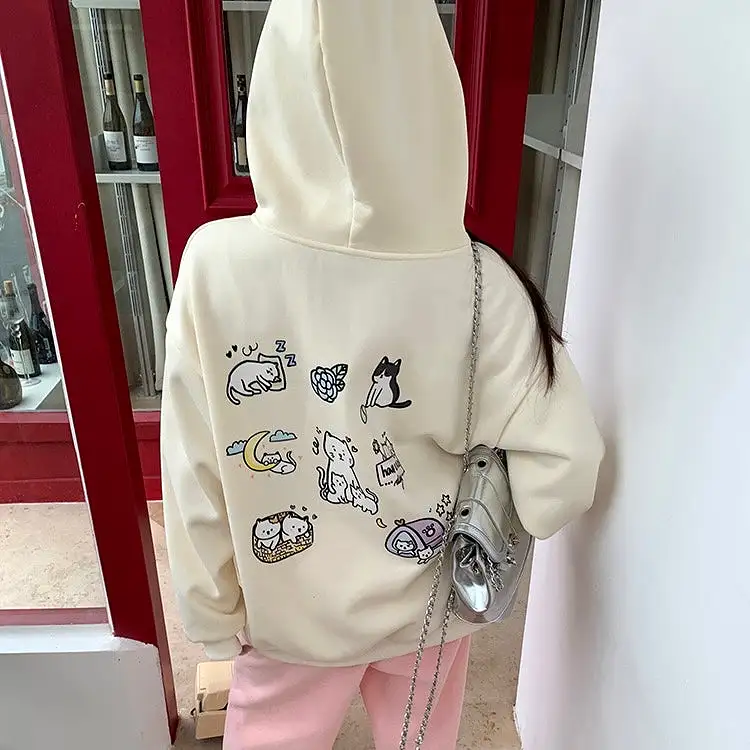 Cute Cat Cream Hoodie