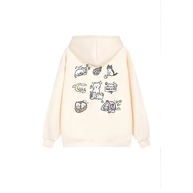 Cute Cat Cream Hoodie