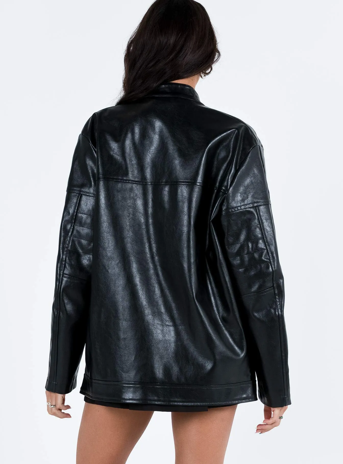 Deena Faux Leather Jacket Black