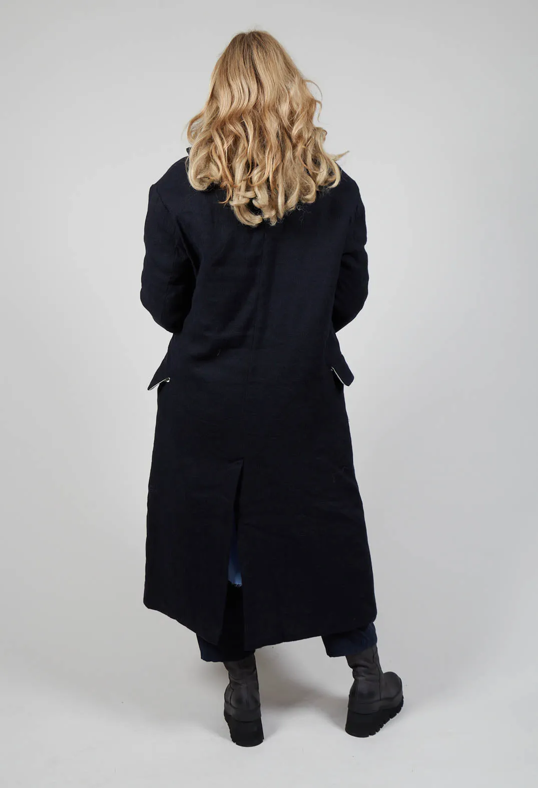 Double Breasted Coat in Navy Blue