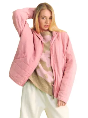 Dusty Rose Quilted Zip Jacket