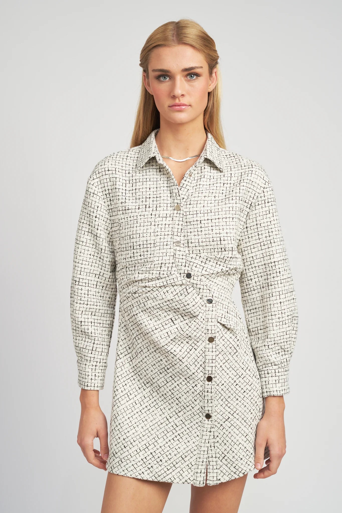 En Saison Bessie Shirt Dress in White/Black