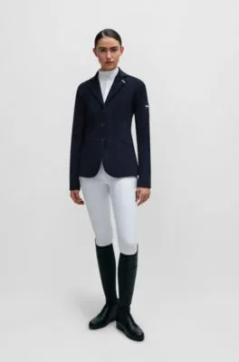 Equestrian show jacket with logo patch