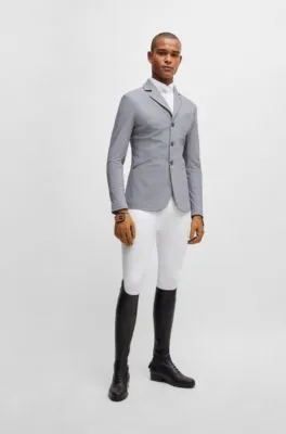 Equestrian stretch show jacket with salt-and-pepper effect