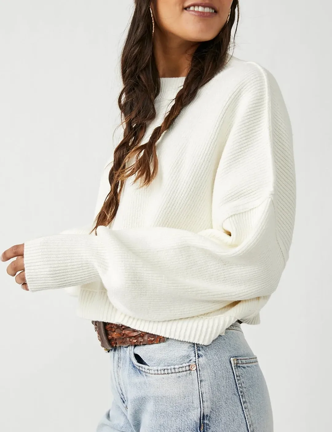 Free People Easy Street Crop Pullover, Moon Glow