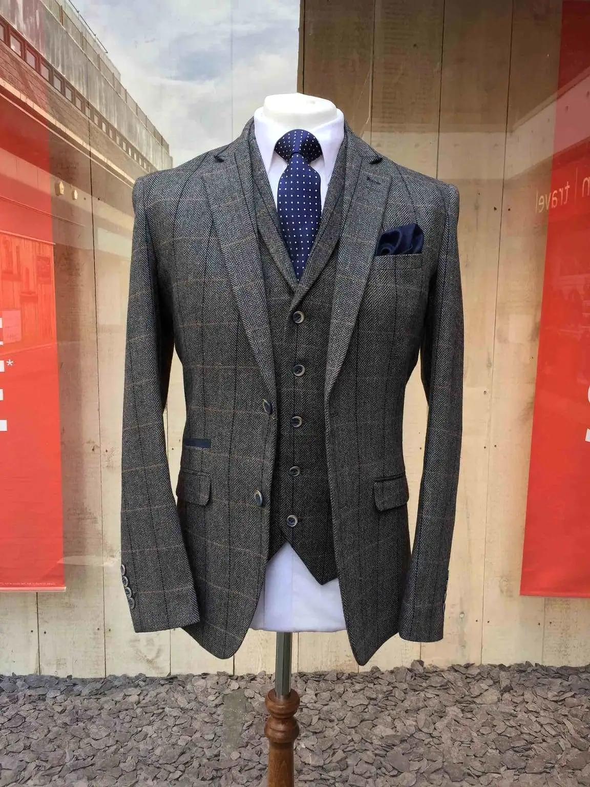 Grey Tweed Suit Albert 3 Piece Slim Fit by House of Cavani