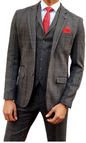 Grey Tweed Suit Albert 3 Piece Slim Fit by House of Cavani