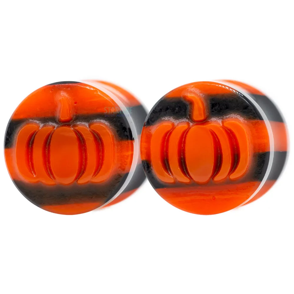 Halloween Pumpkin Glass Plugs