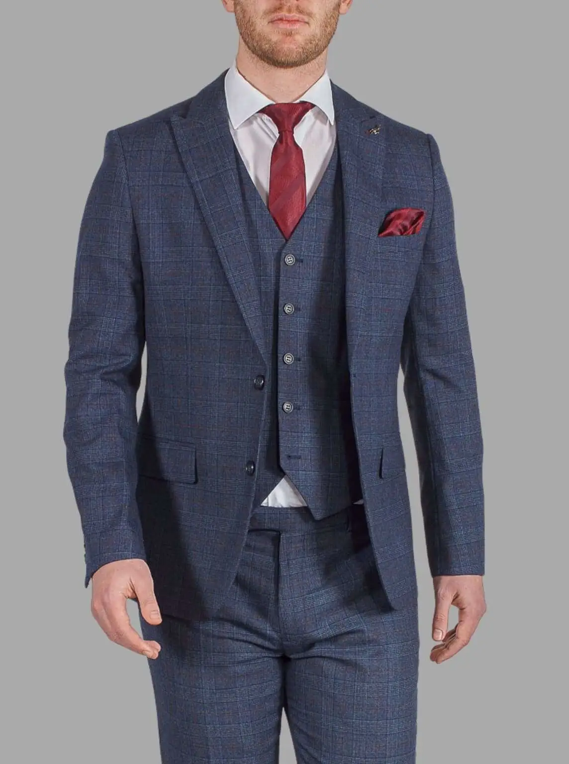 Harry Brown Finley Navy Check 3 Piece Suit