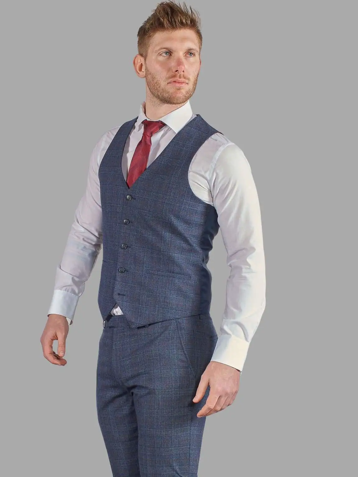 Harry Brown Finley Navy Check 3 Piece Suit