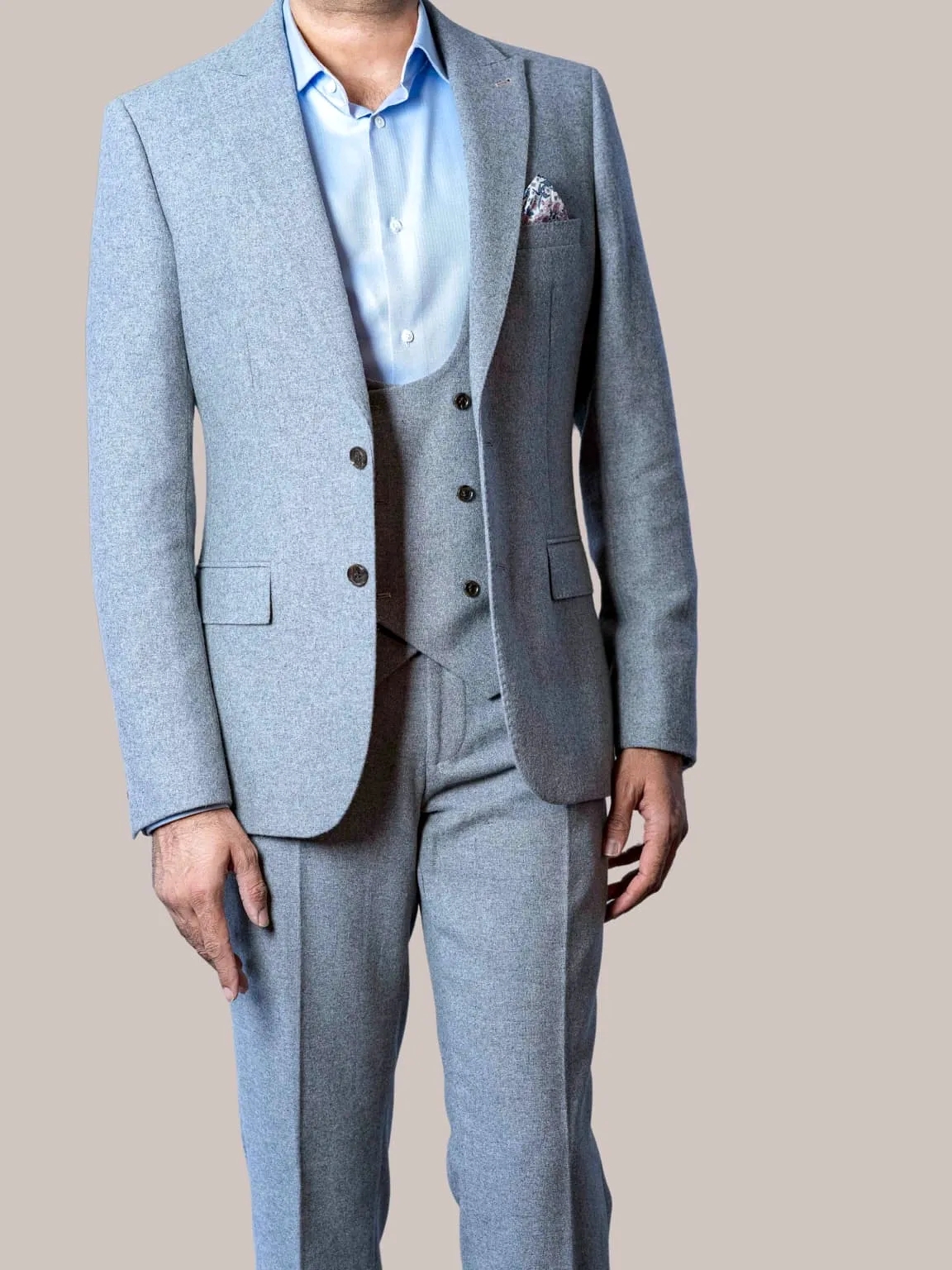 Harry Brown Ralph Grey Flannel 3 Piece Suit