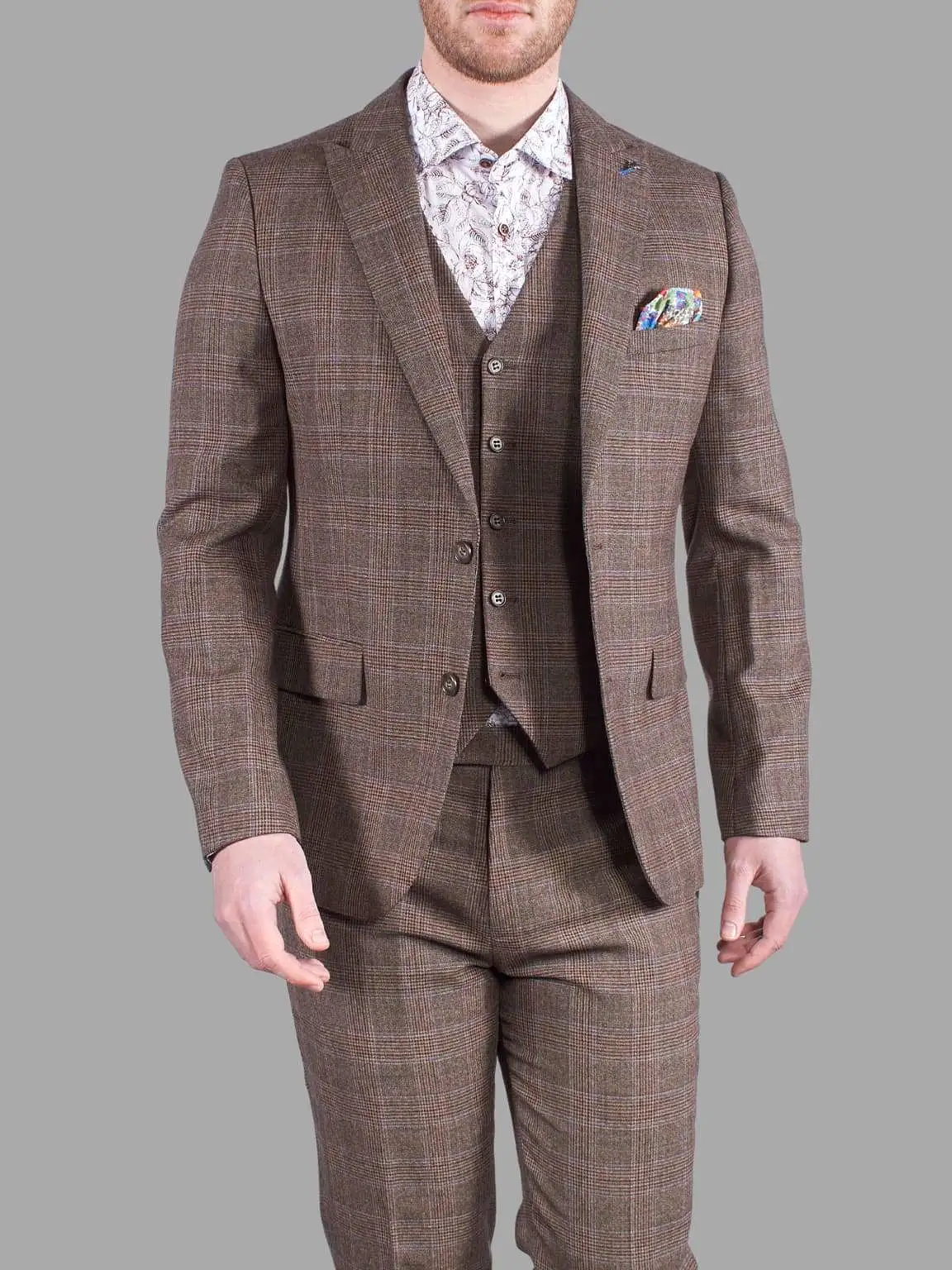 Harry Brown Tyler Brown Check 3 Piece Suit