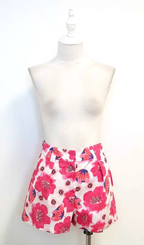 High Waist Floral Short - Pink Floral