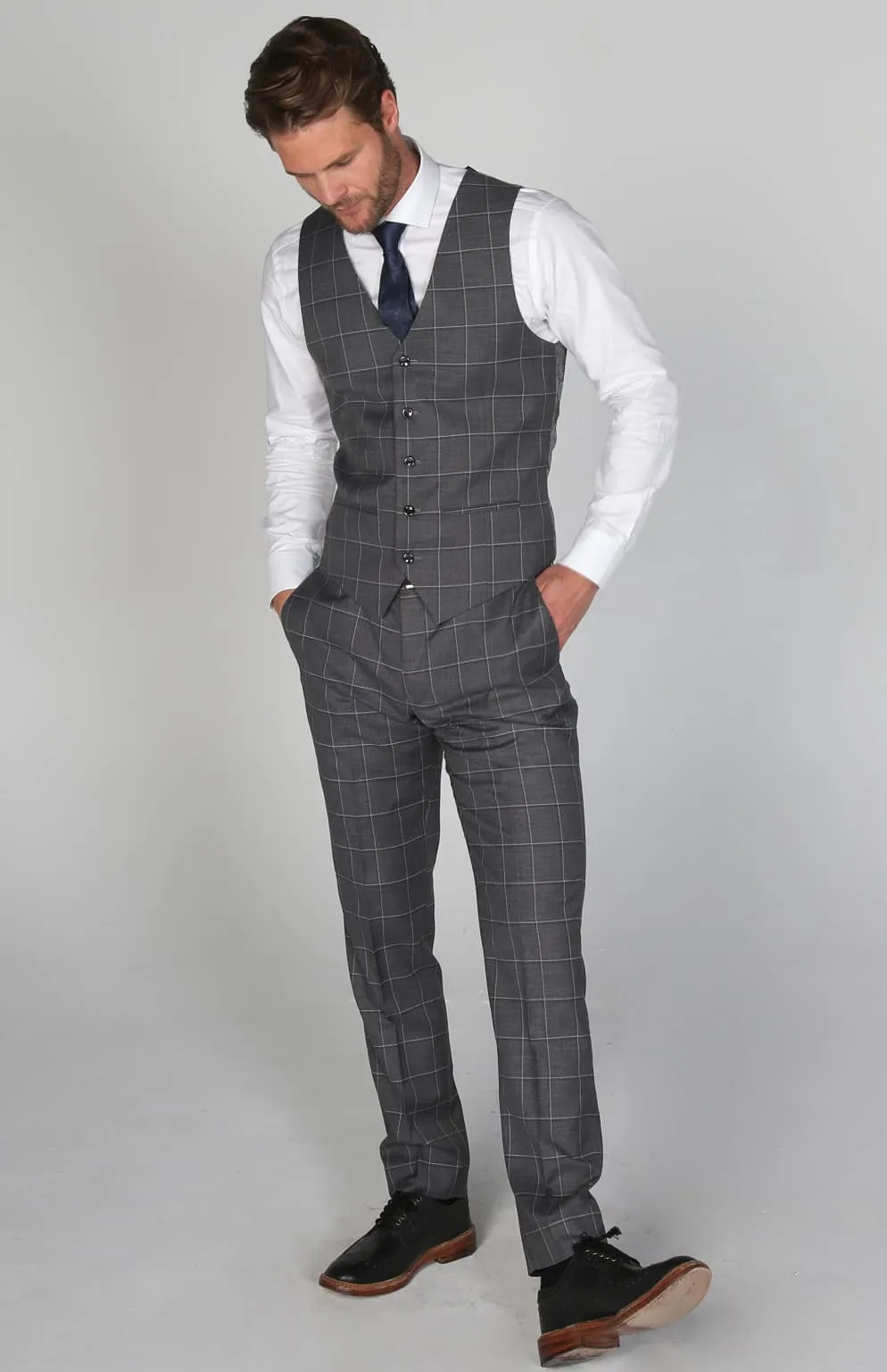 Hobbs Grey Men's Three Piece Suit