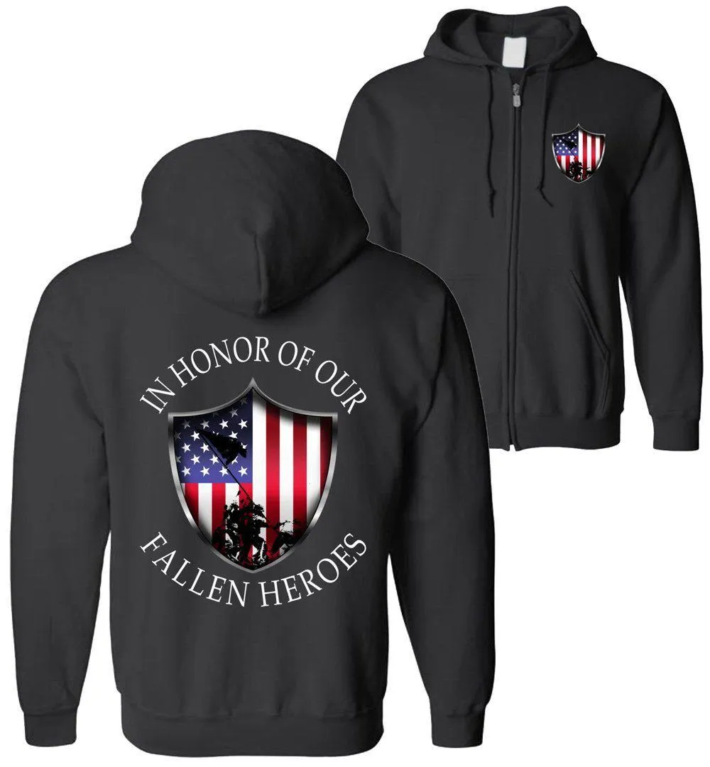 In Honor Of Our Fallen Military Hoodie ZIP-UP Sweatshirt