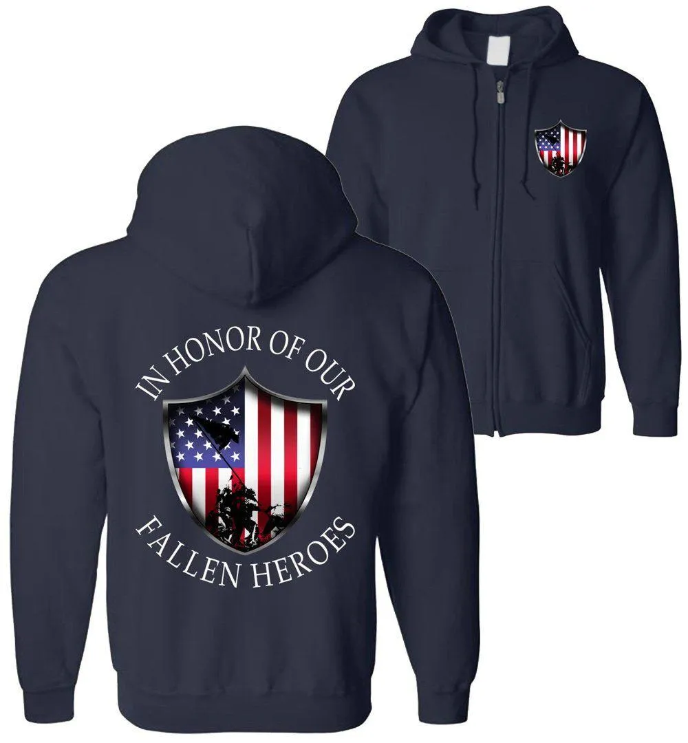 In Honor Of Our Fallen Military Hoodie ZIP-UP Sweatshirt