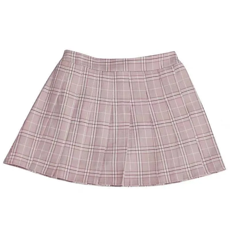 JAPANESE HIGH WAIST ELASTIC PLAID SKIRT BY61075