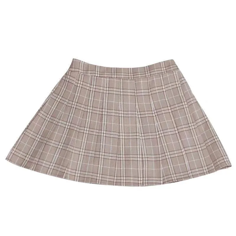 JAPANESE HIGH WAIST ELASTIC PLAID SKIRT BY61075