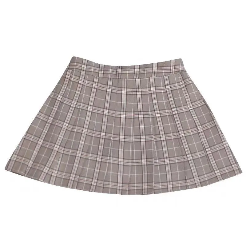 JAPANESE HIGH WAIST ELASTIC PLAID SKIRT BY61075