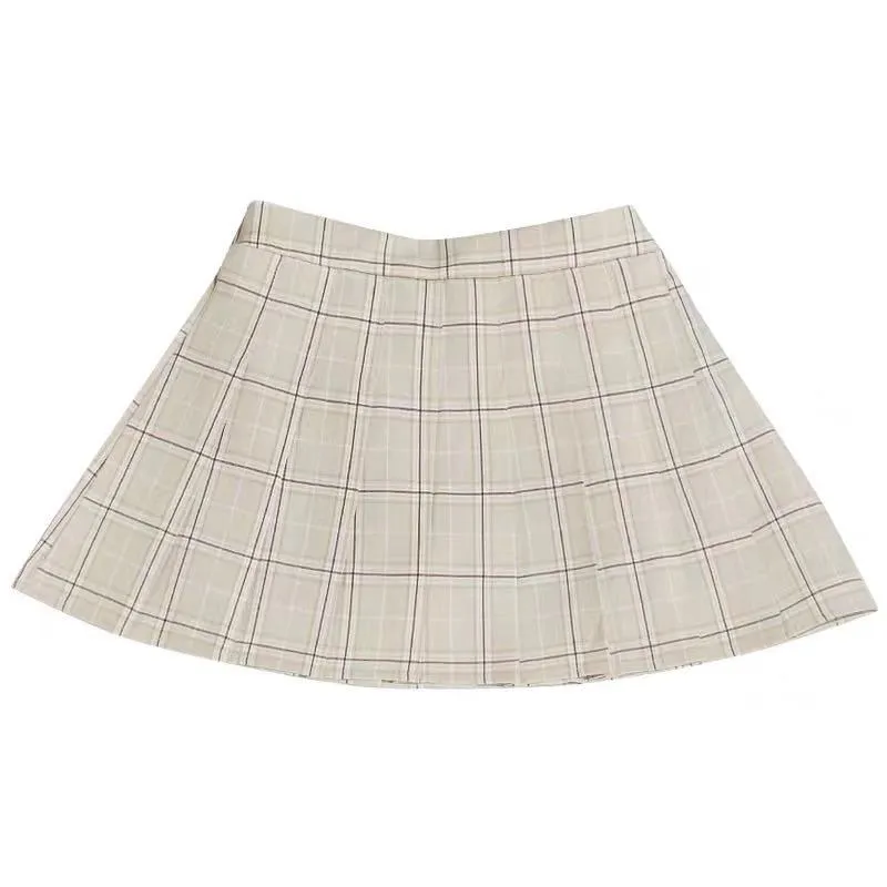 JAPANESE HIGH WAIST ELASTIC PLAID SKIRT BY61075